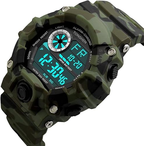 Miniatura 3 de TONSHEN Reloj deportivo para hombre, digital, LED, cara grande, 164.0 ft, impermeable, resistente al agua, reloj militar simple, cronómetro, fecha,