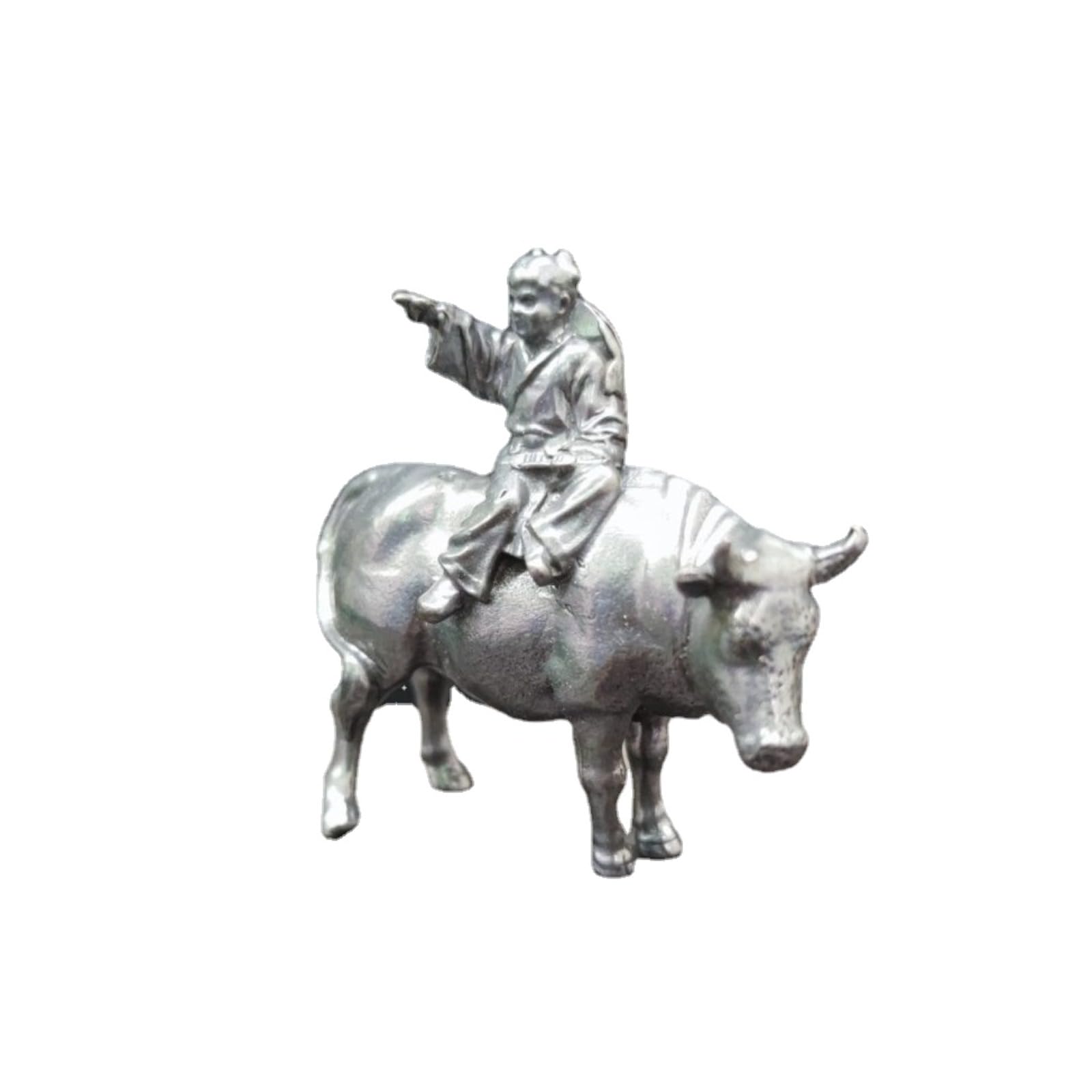 NGDFGR Creative Copper Shepherd Boy Riding Bull Figurine, Brass Animal Cattle And Children Miniature Statue Sculpture Garden Bonsai Rockery Basin Art Micro Landscape Decoration