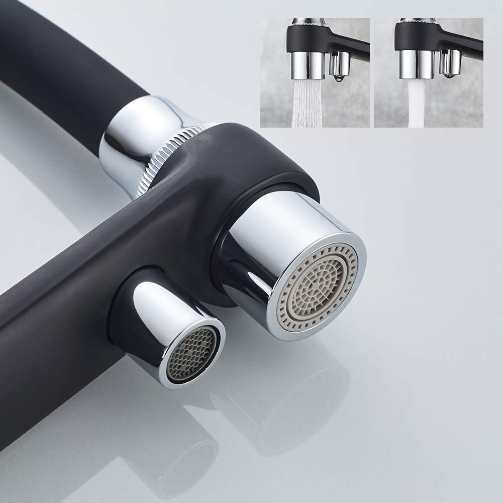GRIFEMA G4010B-2 Dover, Mitigeur d'évier 3 Voies pour Purificateur D'eau à Filtre, Robinet de Cuisine Noir avec Douchette, 3/8 de pulgada, Exclusivité Amazon