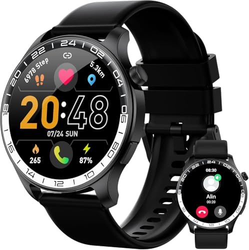 Reloj inteligente para hombre y mujer, 1,43 pulgadas HD AMOLED reloj inteligente con llamadas y Whatsapp, reloj digital con 100+ deporte, SpO2 /sueño/pulsómetro, IP68 impermeable Smart Watch para