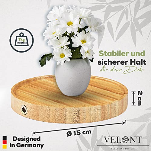 Étagère en bambou à effet flottant VELONT, mini support mural scandinave rond Ø 15 cm - 3