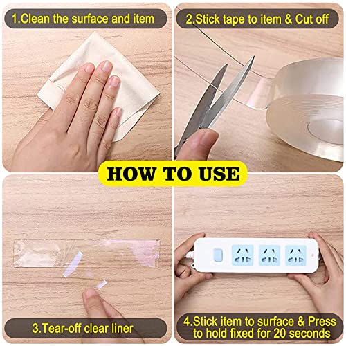 Image of 3 Meter Multipurpose Double Sided Tape Heavy Duty - Adhesive Silicone Tape, Heat Resistant, Multi-Functional, Removable, Washable, Reusable Anti-Slip Gel Grip Tape (Grip tape)