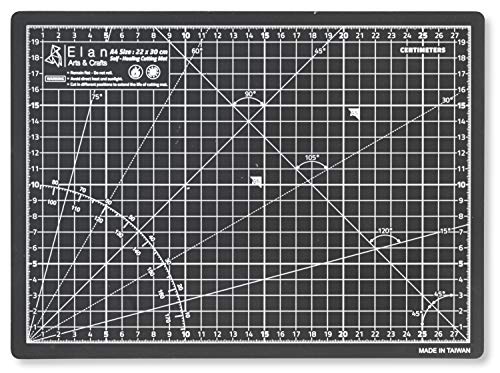 Elan Base de Corte A4 Autocicatrizante Negro, Tabla de Corte 30x22 CM, Tabla Cortar Costura, Base de Corte A4, Protector Mesa Manualidades de 5 Capas