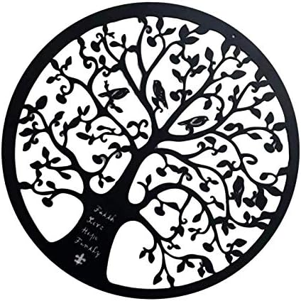 Sunnyushine Tree Of Life Wall Art Metal Decorative Artwork Iron Indoors Outdoors Garden Plaque Wall Hanging Art Lily Interior Wall Decoration