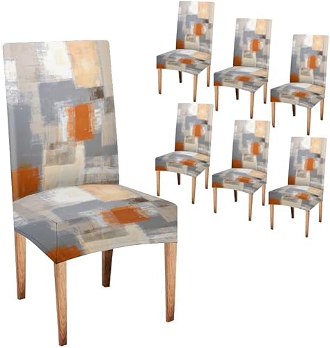 Miniatura 154 de TOMWISH Fundas para Sillas De Comedor 6, Fundas para sillas de comedor, pintura de arte abstracto, funda extraíble elástica de elastano para silla