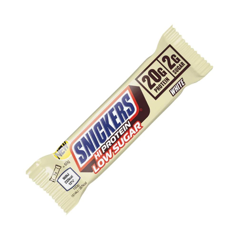 Mars Protein Snickers Barre basse sucre chocolat blanc. Format de 57 g.