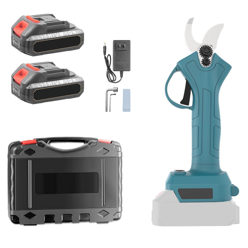 Akku-Astschere für Makita 18V Batterie, Professionelle Elektrische Gartenschere mit Akku 3000mAh und Ladegerät, Max 30mm Schneiddurchmesser, für Gärten, Obstgärten (2XAkku 3000mAh)
