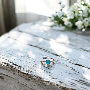 Bottled Up Designs Handmade Vintage Botanical Ring, Recycled Antique Glass Bottles, Sterling Silver, Eco Friendly, Made in USA, Birthday Gifts, Mothers Day, Women, Anniversary