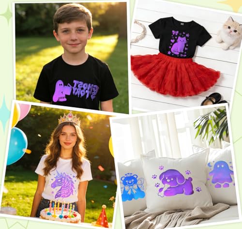 Image of Chameleon Heat Transfer Vinyl HTV, 6 Sheets 10x12 Inch, Iron On Vinyl for T-Shirts and Bags, Easy to Cut and Weed for Silhouette Cameo and Heat Press Machine