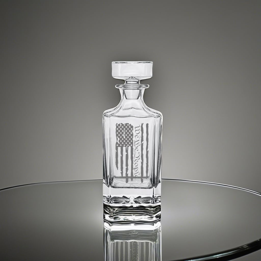 Rogue River Tactical We The People Constitution American Flag USA Patriotic Whiskey Decanter Airtight Glass Stopper Custom Gift For Men Dad Veteran Father's Day - Image 5