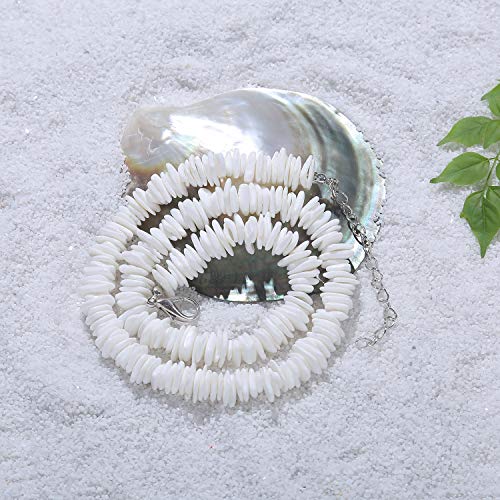 Natural Puka Shell Necklace Clam Chips Shells Handmade Hawaii Wakiki Beach Choker Necklace with Extended Chain2