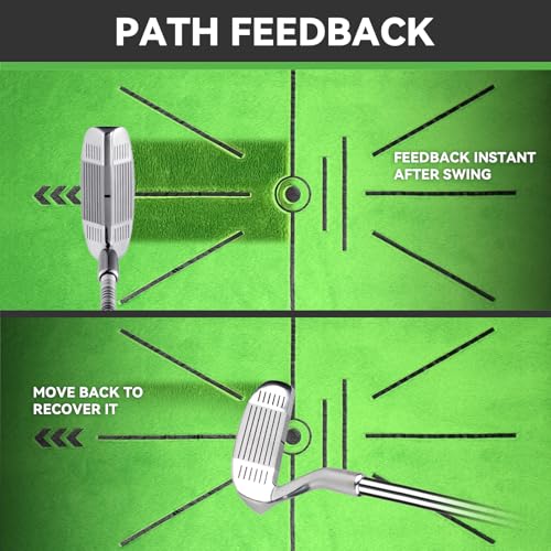Image of COSPOPTIC Golf Hitting Mat with Swing Path Feedback, Heavy-Duty Rubber Base Anti-Slip Golf Training Mat, Extra Replaceable Surface, Portable Practice Mat for Home Office Garage Yard Indoor Outdoor