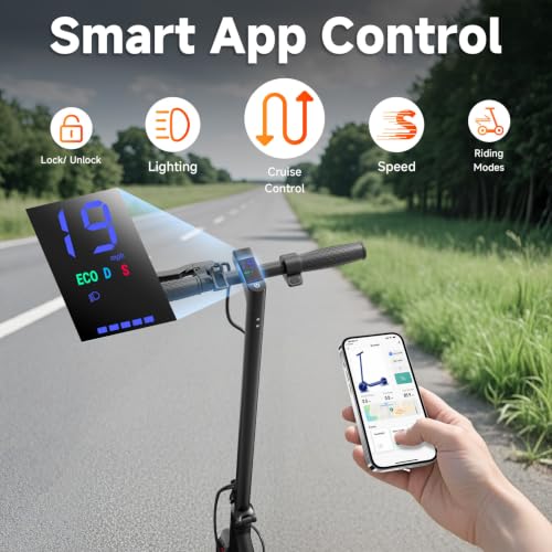 Image of Electric Scooter with Seat for Adult and Teens, 350W Motor Up to 19 MPH | 15 to 21 Miles Range,8.5 inch Tires, Dual Brake, Curise Control, Foldable Commuter E Scooter with Seat