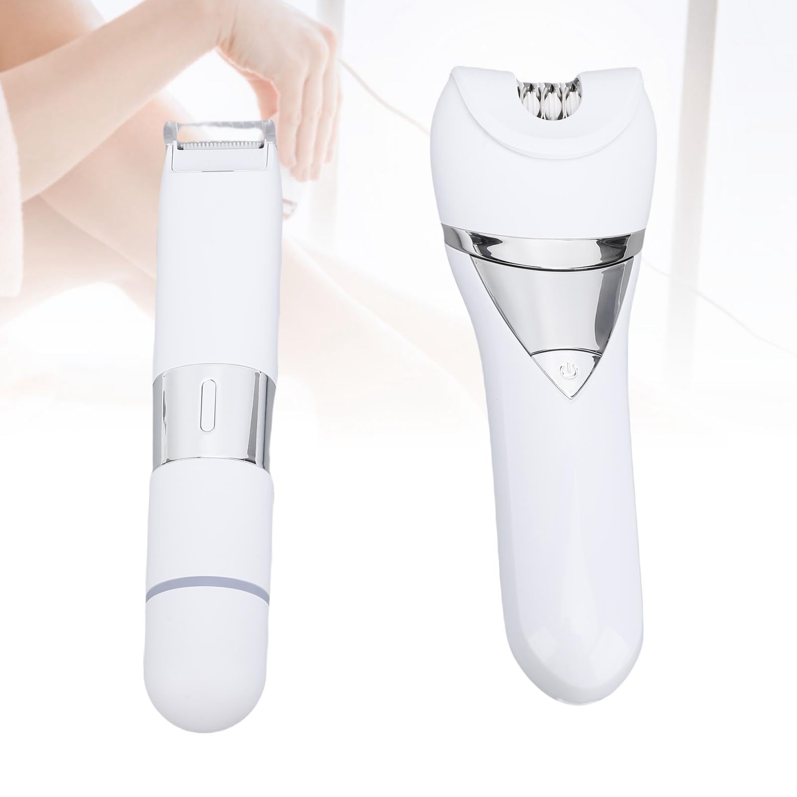 Recortadora de Vello Corporal para Mujer, Afeitadora Eléctrica IPX6 Impermeable con Cabezales Seguros, Depiladora USB Recargable y Exfoliante de Pies, Ideal para Viaje y Uso en
