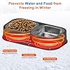 Dahivs Heated Cat Bowl for Outdoor Cats in Winter, 56 OZ Heated Water Food Bowl with Raised Brackets to Protect Pet's Neck, Outdoor Heated Pet Bowl with 2 Stainless Steel Bowl, No Frozen Water or Food #4