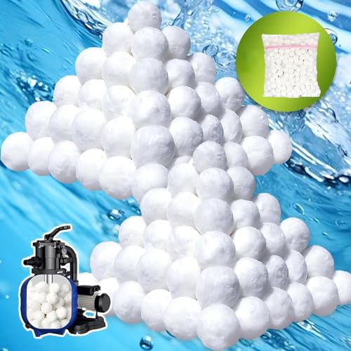 Vahlbeste 5.0 Lbs Pool Filter Balls for Sand Filter, Reusable Eco-Friendly Sand Filter Balls (Equals 225lbs Pool Filter Sand), Pool Filter Media Balls with Filter Bag, Filter Balls for Swimming Pools