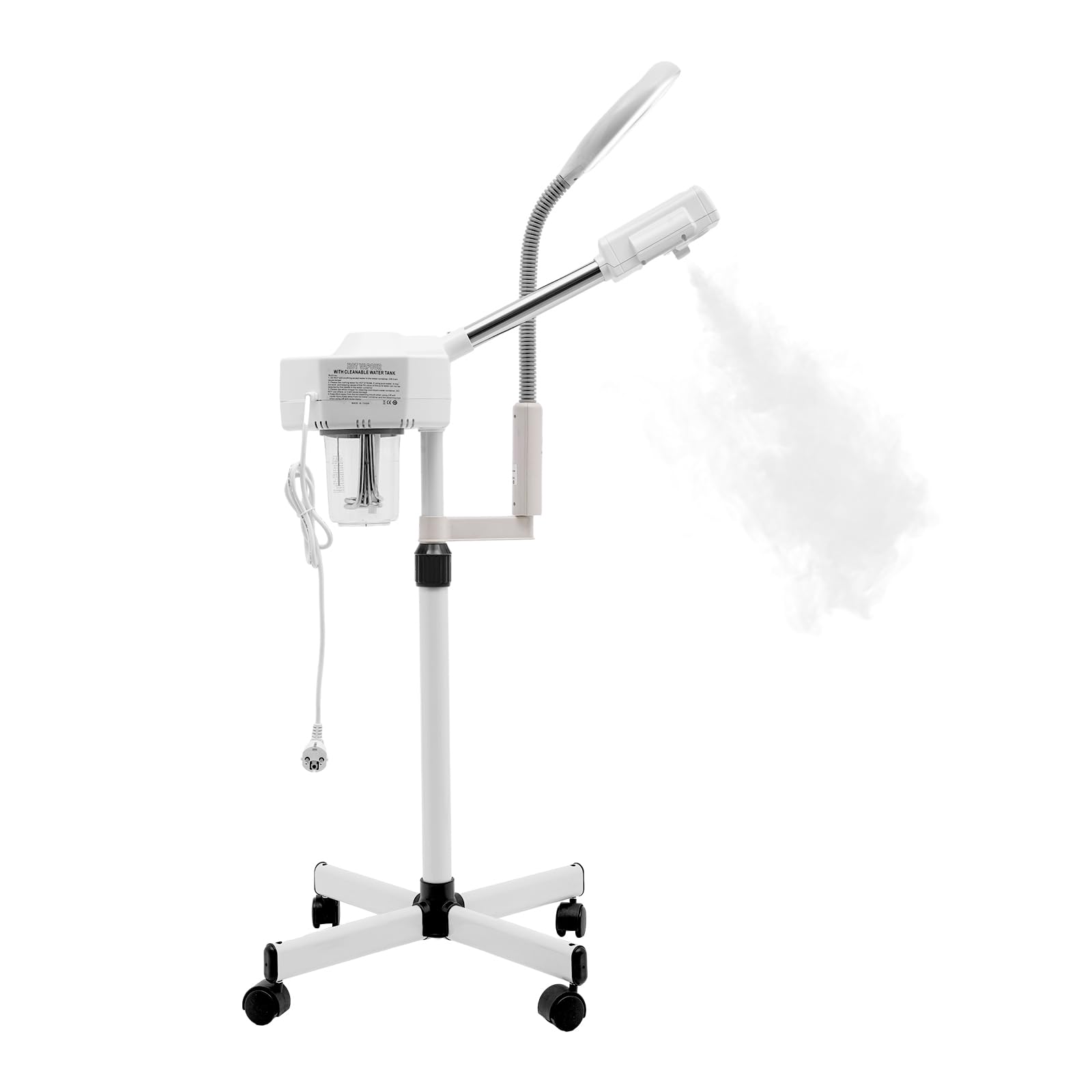 Parownik do twarzy, 800 W, do studia kosmetycznego, do sauny twarzy, obracana o 360°, lampa zabijająca bakterie, parownik do salonów piękności, nawilżanie i pielęgnacja skóry, do salonów kosmetycznych