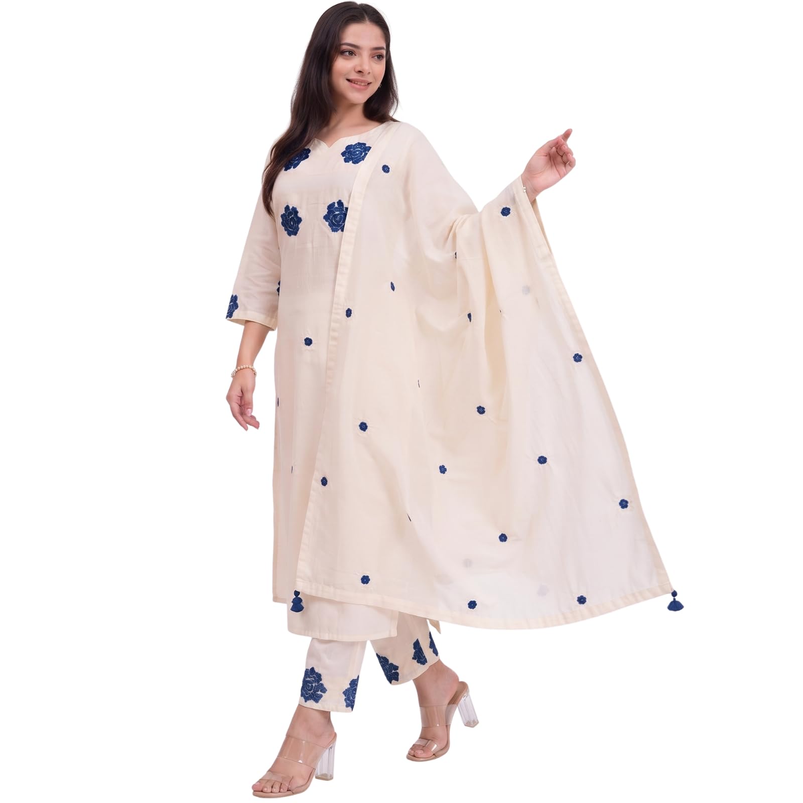 Women Embroidered Kurta Pant Dupatta Set for Women | Roman Silk Straight Kurta with Sequence Work | Regular Fit Traditional Dress Pink | 3 Piece Set-picture-18