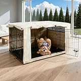 HiCaptain Polyester Dog Crate Cover - Durable Windproof Pet Kennel Cover for Wire Crate Indoor Outdoor Protection (36 inches, Light Tan)