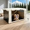 HiCaptain Breathable Dog Crate Cover 36 Inch, Durable Heavy Duty Kennel Cover, Dual Zippered Panels, Windproof Waterproof UV-Resistant(Beige)