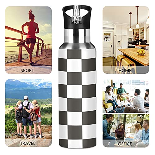 Kll KLL-WB0236 Stainless Steel Thermoses Checker Window White Black Insulated Water Bottle thumb #4