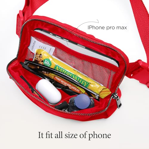 Image of ODODOS Unisex Mini Belt Bag with Adjustable Strap Small Fanny Pack for Workout Running Traveling Hiking, Red