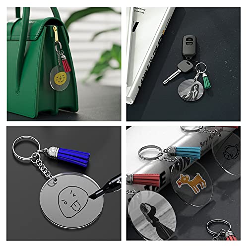 Jiaron Acrylic Blank Keychains, 200Pcs Acrylic Blank Keychain Kits With 50 Pcs Acrylic Keychain Blanks, 50 Pcs Keychain Tassels 50 Pcs Key Rings With Chain And 50 Pcs Jump Rings For Diy Keychain #TOP6