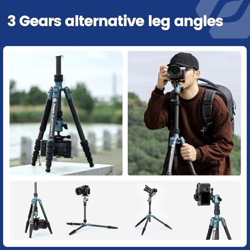 Image of Fotopro Carbon Fiber Camera Tripod, 62 inch Super Lightweight Compact Travel Tripod with 360 Degree Ball Head for DSLR, Detachable Monopod,Arca-Swiss QR Plate, Load up to 8KG /17.63lbs, Weighs only 2lb
