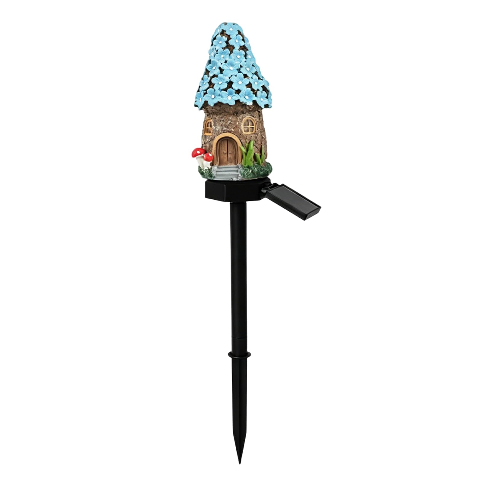 Introti Solar Fairy-Tale Mushroom Cottage Landscape Pathway Light Weatherproof Decorative Lamp Garden Stake Light for Spring Garden Walkway Patio Yard Backyard