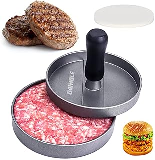 GWHOLE Burger Press Burger Maker Burger Smasher with 100 Burger Paper Sheets, Non Stick Burger Press Patty Maker for BBQ Grilling Burgers