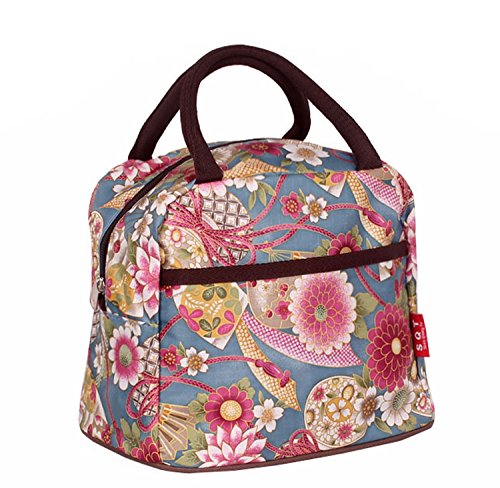 MEISHINE® 23.5 * 19 * 15.5cm Mujer Cremallera Bolsa de Mano Bolsa de Almuerzo Bolsa Impermeable Bolsa de Picnic Porta Alimentos par Llevar Comidas par Viaje, Escuela, Trabajo (Style 3) Cover