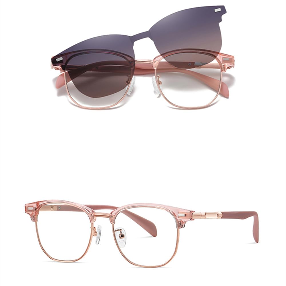 Halbmetall-Clip auf polarisierten Sonnenbrillen für Männer, halbrandlose magnetische quadratische Sonnenbrille für Frauen männlich braun grün