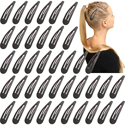 Bbgifts Clips For Hair, 40 Pcs 2.75 Inch Metal Barrettes Snap Hair Clips For Girls Kids Teens Women, Non Slip Black Clips Hair Accessory Decor #TOP9