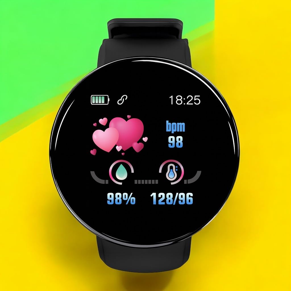 Smart Watch for Men, Fitness Tracker with Heart Rate Monitor, Blood Pressure Monitor, Black Silicone, 1.3 Inch Display Smart Watch for Men, Fitness Tracker with Heart Rate Monitor, Blood Pressure Monitor, Black Silicone, 1.3 Inch Display