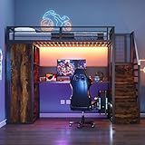 Diseño largo de escritorio y tablero: la cama alta tiene un amplio escritorio debajo de la zona de dormir que es conveniente para trabajar o para actividades de ocio. En el tablero de clavijas se pueden colgar objetos como auriculares, teclados o fotos.