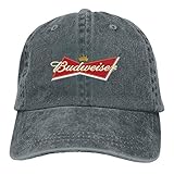 ROLLING HOP Unisex Bud-Weiser B-Eer Lo-Go Denim Baseball Caps Hat Adjustable Dad Hat Low Profile Outdoor