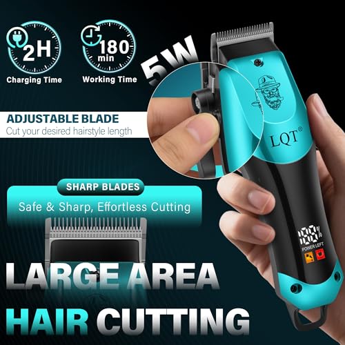 Image of Hair Clippers for Men Professional, Beard Trimmer Kits & Sets, Electric Shavers, Hair Clippers & Trimmer Ceramic T-Blade, for Barber, Gifts for Men (Blue)