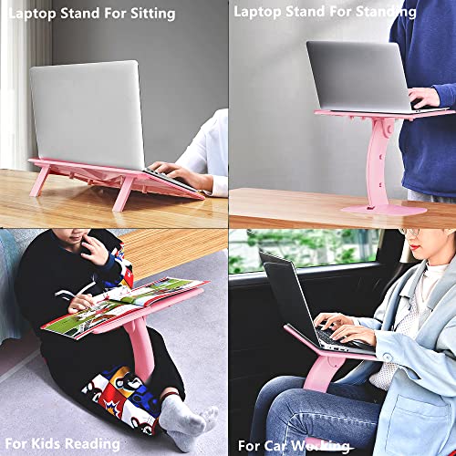 Soarchick Portable Lap Desk For Laptop Lap Bed Tray Table For Eating Writing Adjustable Laptop Computer Stand Book Stand Holder Foldable Ergonomic Car Lap Desk For Sofa Couch Floor Kids Girls Pink #TOP4
