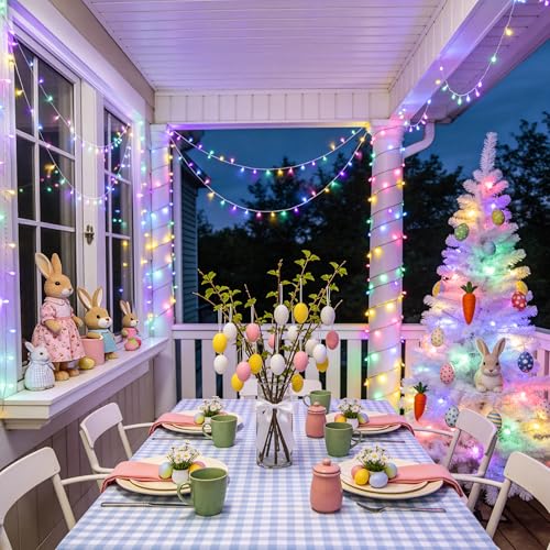 JMEXSUSS Easter Lights Clear Wire Outdoor Indoor, 168ft 600 LED Multicolor Easter String Lights Plug in for Bedroom Tree Room Party Decorations by JMEXSUSS - Image 4