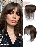 Real Human Hair Toppers for Women - 3603D Cover Clip-on Bangs for Daily Wear (Dark Brown)