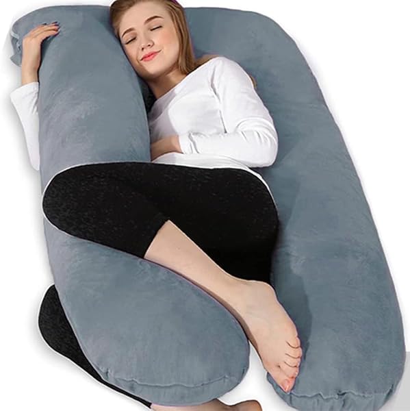Chilling Home Schwangerschaftskissen, U Form Seitenschläferkissen mit Bezug U Kissen Stillkissen groß Lagerungskissen, Kissen für Frauen und Seitenschläfer(Schwarz Blau) - 1