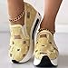 Platform Wedge Sneakers for Women,Breathable Fashion Floral Mesh Slip On Loafers,Chunky Sole Hidden High Heels Non Slip Walking Shoes,Comfortable Soft Work Shoes,Arch Support Sneakers Yellow