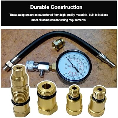 4PCS W80577 Compression Tester Spark Plug Adapters, 10/12/16/18mm Cylinder Compression Test Tool Spark Plug Adapter, Engine Diagnostic Tool Thread Adapters with O-Ring