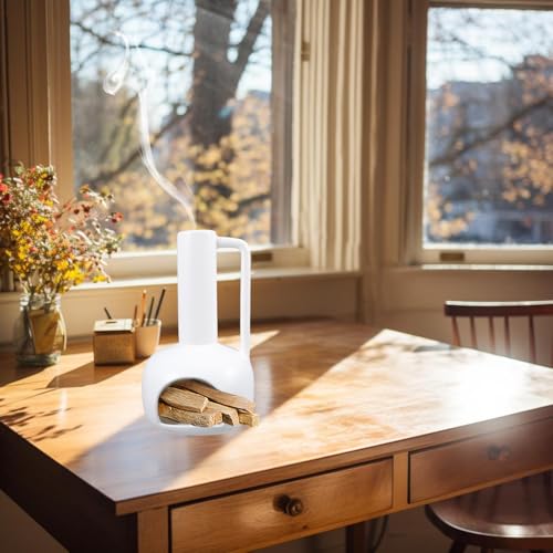 Brûleur parfum céramique blanc design unique chic pour maison - 8