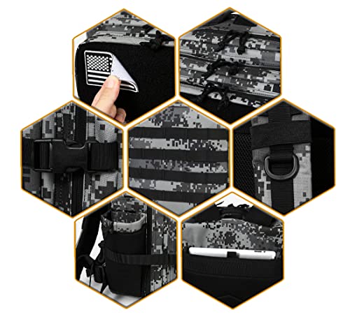 Qt&Qy Military Tactical Backpacks For Men Army Molle Daypack 45L Large 3 Day Bug Out Bag Gym Rucksack With Bottle Holder Black Camo #TOP5