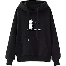 Neptunic Women's Hoodie, Top, Long Sleeve, Sweatshirt, Hooded, Outerwear, Cat Pattern, Loose, Fashionable, Casual, Warm, Beautiful, Cute, Slimming, Korean, Commuting to Work or School, Spring, Autumn