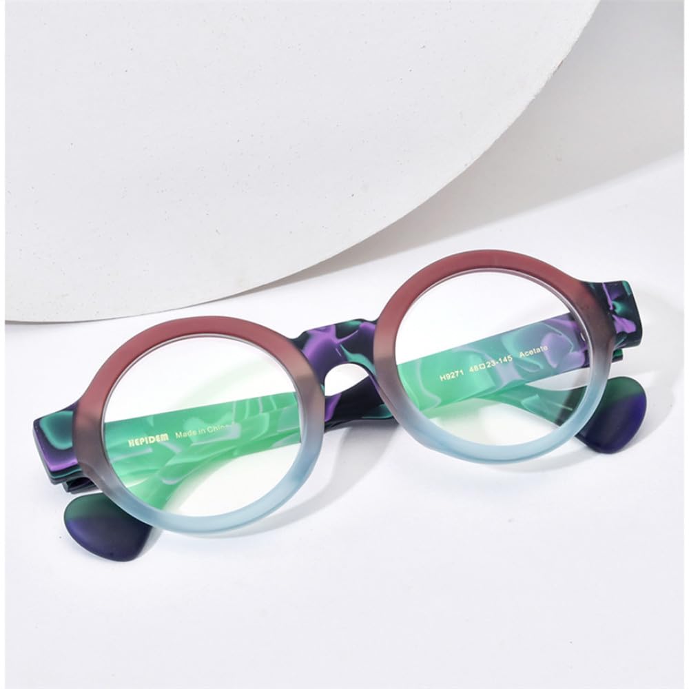 MUTYNE Occhiali da vista in acetato opaco Montatura da uomo Occhiali da vista rotondi grandi multicolori a gamba larga Occhiali da vista da donna