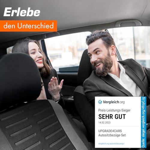 Upgrade4cars Autositzbezüge Set Universal | Auto-Schonbezüge für die Vordersitze & Rückbank in Grau