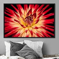 Framed Canvas Wall Art Blooming Closeup Botanical Chic Closeup Expressive Multicolor Photography Realism Ultra - 16x24 inches