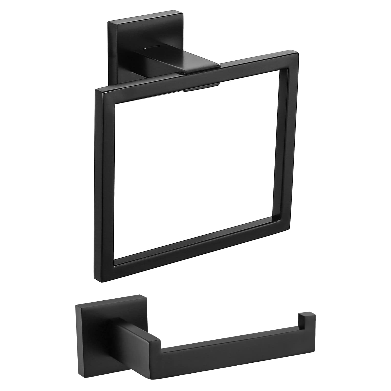 TURS Negro Toalleros de Aro Acero Inoxidable Toallero de Estilo Montado en Pared e Anilla INOX 304 Chrome Accessori Bagno de Toalla Soporte de Toalla Nero